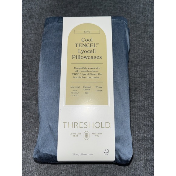 Threshold Cool Tencel Lyocell Pillowcases‎ two graphite king pillowcases - Picture 1 of 5